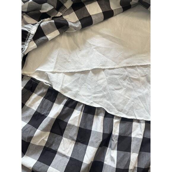 JCREW BLACK GINGHAM POPLIN RUFFLE MIDI DRESS SIZE 0 NWT 2039 - Picture 3 of 9